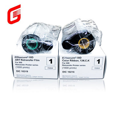 Impressora de cartões Matica Edisecure XID8300 com fita colorida DIC10216 e impressões de filme DIC10319