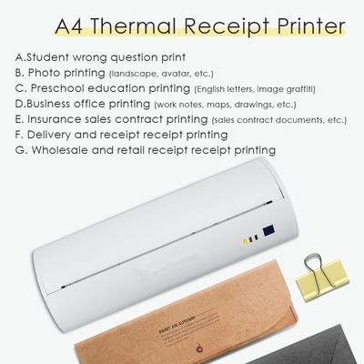 Impressora térmica mini USB para papel A4 tamanho preto e branco estilo Imprimir comando ESC