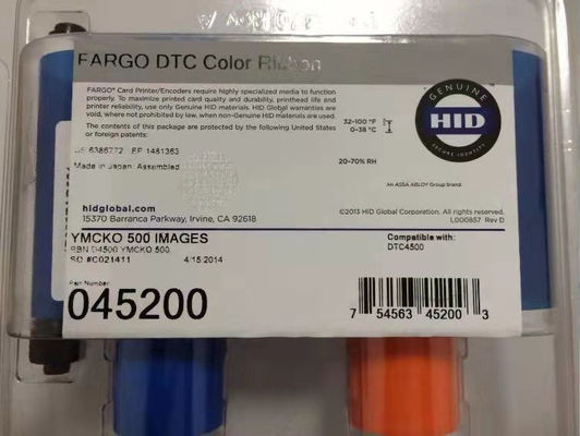 Fargo 45200 YMCKO fitas coloridas para impressoras de cartões DTC4500 DTC4500e 500 imagens por rolo